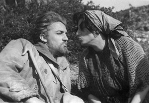 Anna Magnani e Federico Fellini sul set di "Amore" di Roberto Rossellini