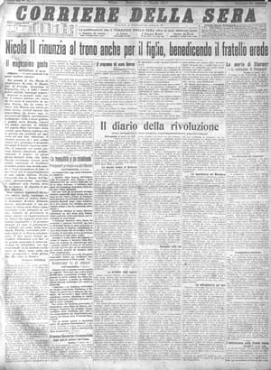 Prima pagine de Il Corriere della Sera del 18 marzo 1917