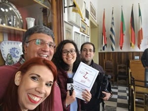 Chiara Ricci, Alberto Accarino e i giornalisti di Quarta Rete alla conferenza stampa del Premio Letterario Nazionale "EquiLibri" (Ph. Alberto Accarino)